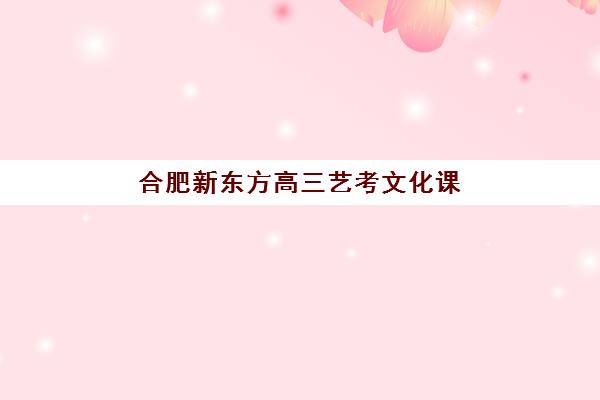 合肥新东方高三艺考文化课培训收费价格表详解，2025年最新班型费用与高性价比报读指南